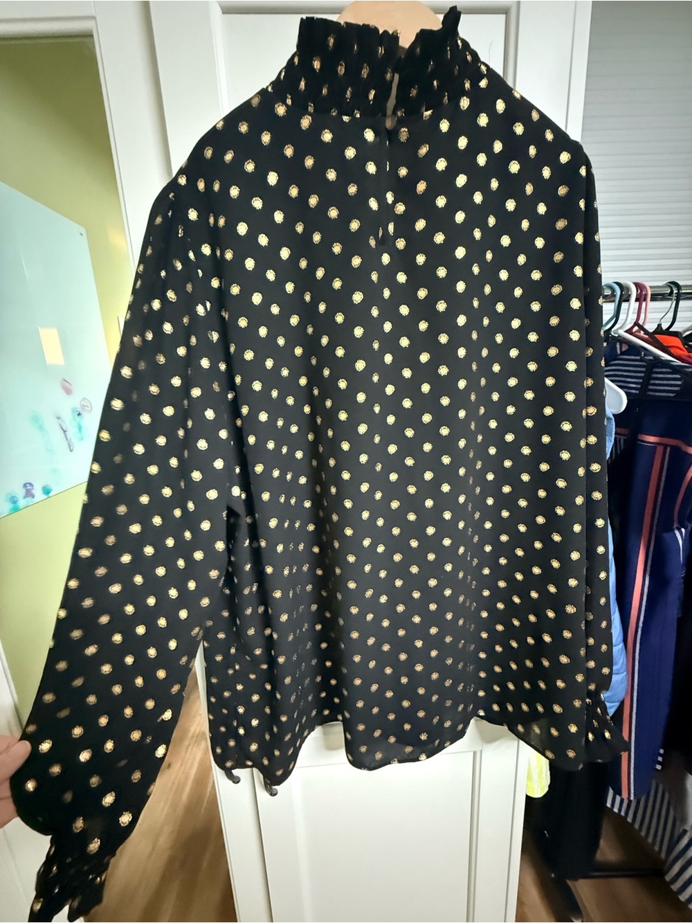 Worthington Black Blouse with Metallic Gold Polka Dots - Picture 6 of 7